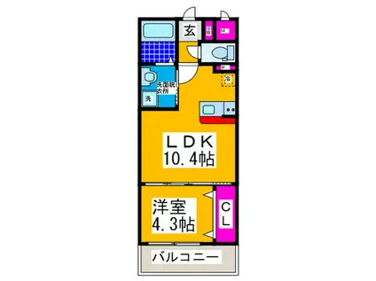 DS上野芝(1LDK/3階)の間取り写真