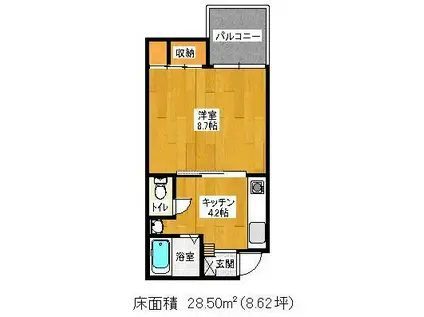 ベルシュンブル(1K/3階)の間取り写真