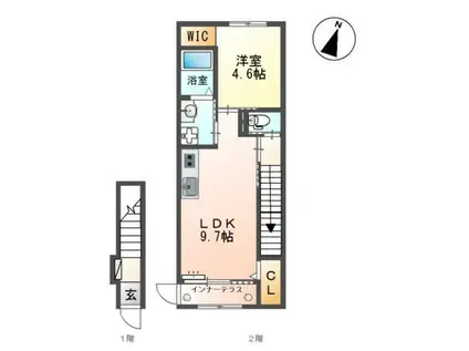 ダイアモンド ムーン(1LDK/2階)の間取り写真