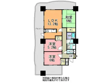 シャトーアトラス(3LDK/6階)の間取り写真
