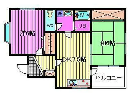 サンヒルズ本太(2DK/1階)の間取り写真