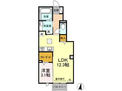 レセンテ須田A(1LDK/1階)の間取り写真