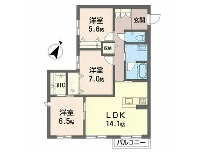 カーサグラス エステ(2LDK/2階)の間取り写真