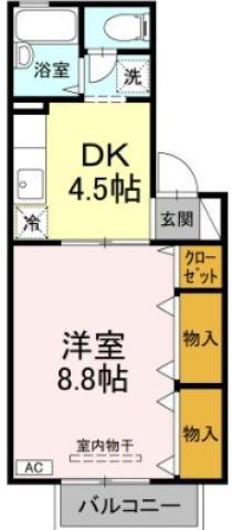 フロラシオン川内 I棟(1DK/1階)の間取り写真