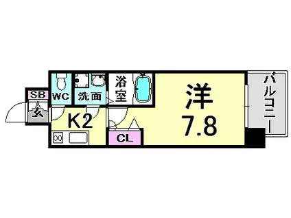 エスリード神戸三宮ノースゲート(1K/12階)の間取り写真