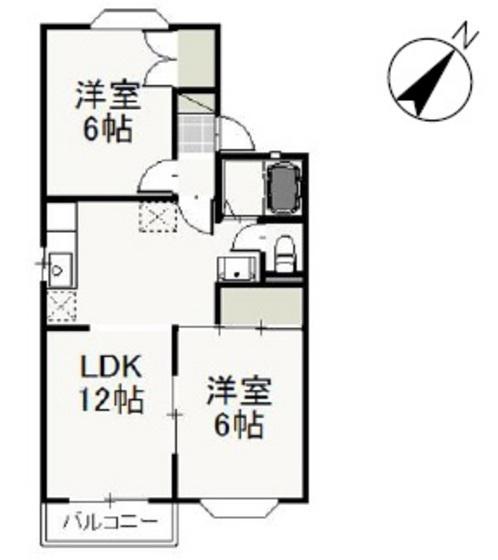メゾン大福(2LDK/2階)の間取り写真