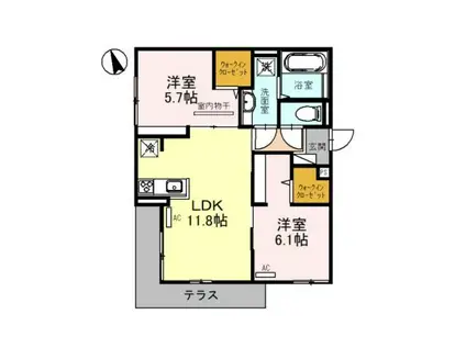 FAMILE八尾東(2LDK/3階)の間取り写真