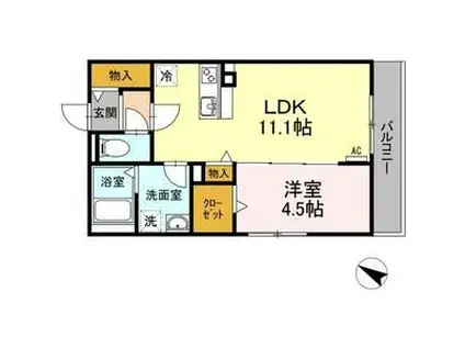 ヴェル ドミール(1LDK/2階)の間取り写真