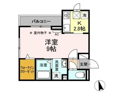 D-HILLS中沢(1K/1階)の間取り写真