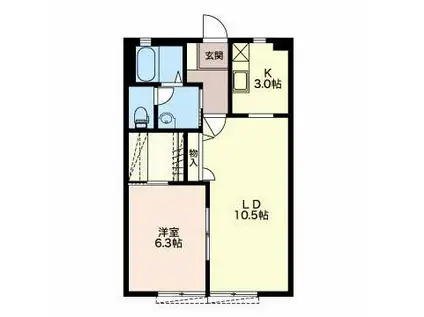 エスポワール三蔵子(1LDK/1階)の間取り写真