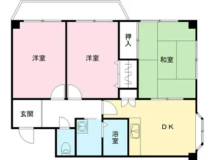 ローズホール(3DK/2階)の間取り写真