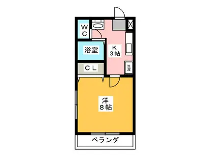 ラ・セゾンK(1K/2階)の間取り写真