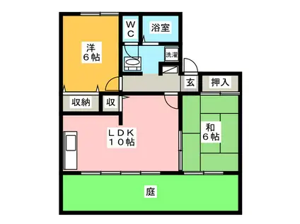 エントピア御望F(2LDK/1階)の間取り写真