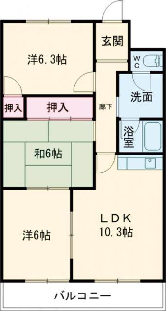MKタウン江場A(3LDK/3階)の間取り写真