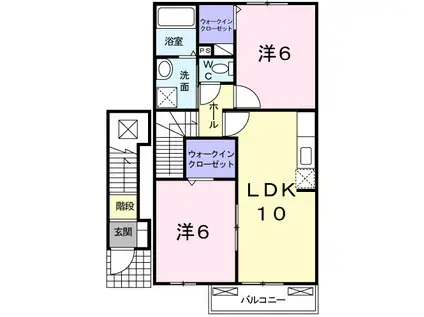 リバーサイド・国司(2LDK/2階)の間取り写真