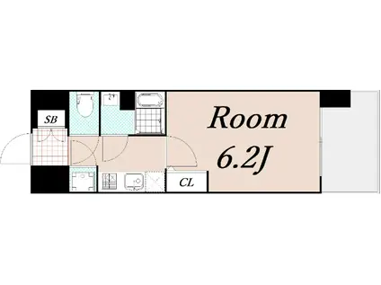 エスリード江戸堀(1K/7階)の間取り写真