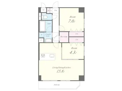 須賀様マンション(2LDK/2階)の間取り写真