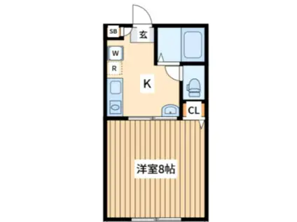 カメリエB(1K/1階)の間取り写真