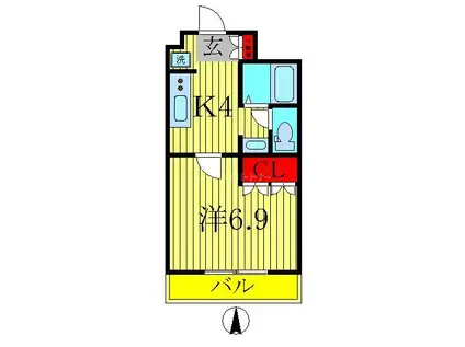レジデンスCK(1K/2階)の間取り写真