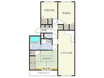 INOVE松戸六高台B(3LDK/3階)の間取り写真