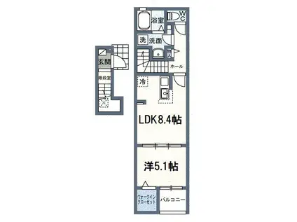 フローラル21(1LDK/2階)の間取り写真