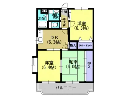 ローズハイツ(3DK/1階)の間取り写真