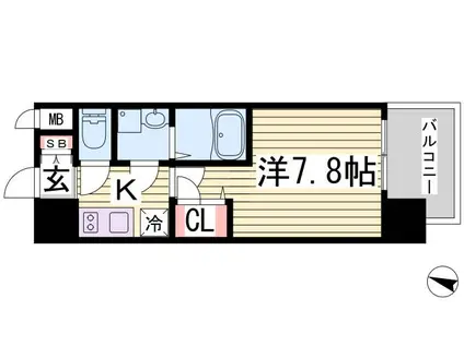 エスリード神戸三宮ノースゲート(1K/11階)の間取り写真