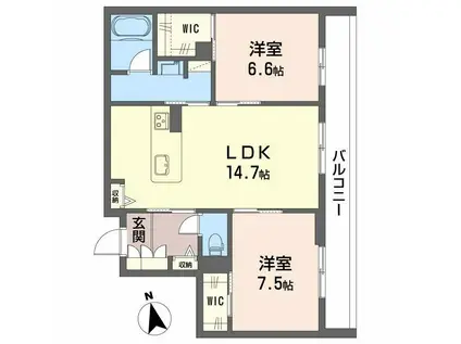 シャーメゾンフゥ(2LDK/3階)の間取り写真