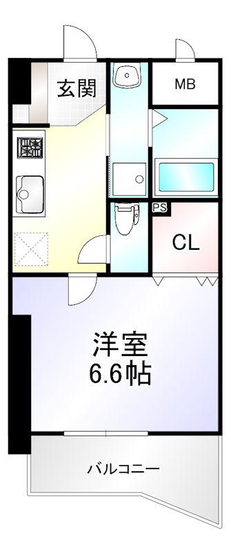 ボニート到津(1K/1階)の間取り写真
