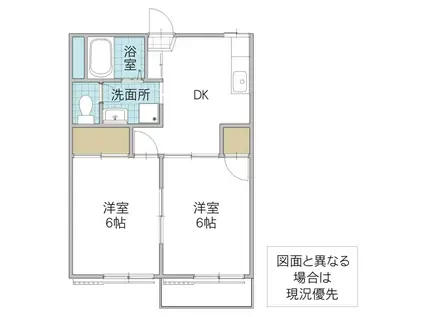 フジハイム2番館(2DK/2階)の間取り写真