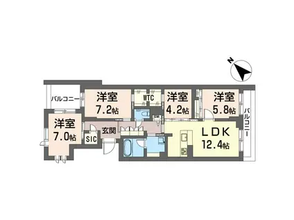 フェリシード野沢(4LDK/3階)の間取り写真