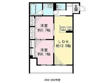 ユアメゾン加茂(2LDK/2階)の間取り写真