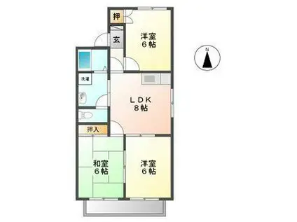 ラポールおおい A棟(3DK/1階)の間取り写真