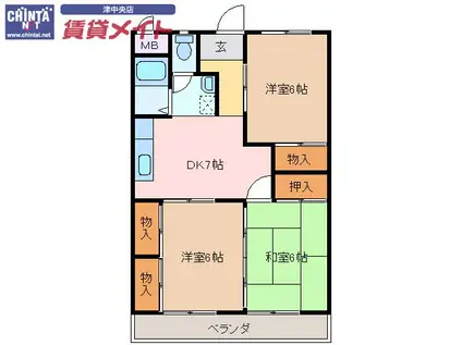 プラムコート(3DK/3階)の間取り写真