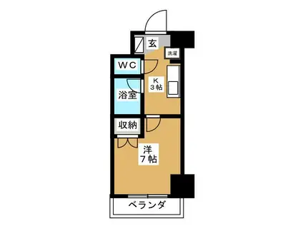 メインステージ秋葉原駅前(1K/7階)の間取り写真