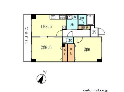 リバーデール(2DK/4階)の間取り写真