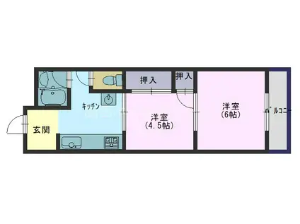 日晃マンション貸R(2K/4階)の間取り写真