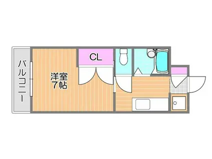 第一パークサイドビル(1K/1階)の間取り写真