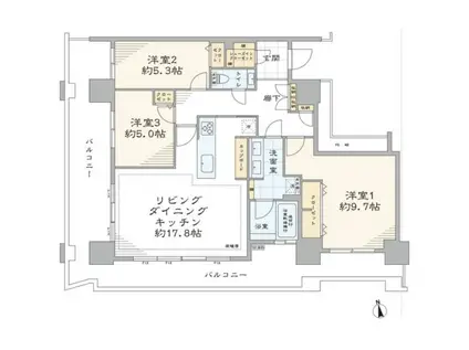 パークタワー品川ベイワード(3LDK/21階)の間取り写真