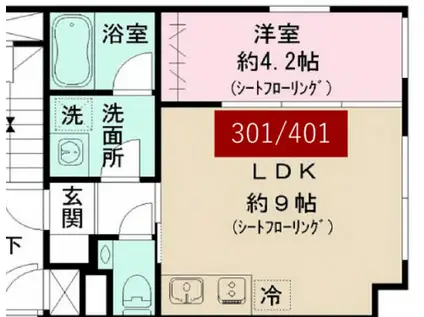 CASA PIAZZA 目黒大岡山(1LDK/3階)の間取り写真