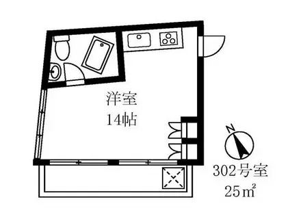 ハプニングタワー曙橋(ワンルーム/3階)の間取り写真