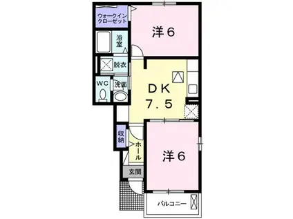 カレント II(2DK/1階)の間取り写真