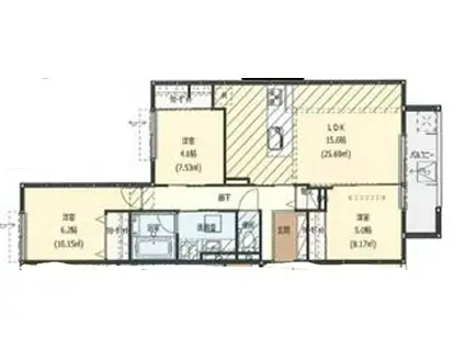 ラ ルーシュ(3LDK/1階)の間取り写真