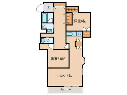 ソレイユ廣川(2LDK/3階)の間取り写真