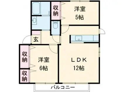 メゾンシャルムF(2LDK/1階)の間取り写真
