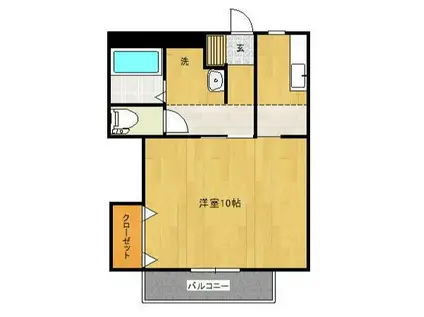 オークレストΑ(1K/1階)の間取り写真