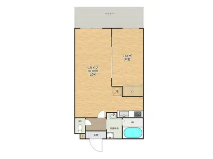 SGB浜町(1LDK/3階)の間取り写真