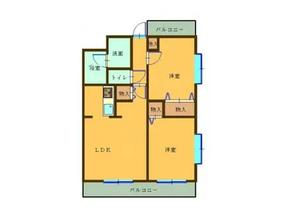 スカイクレスト西条(2LDK/5階)の間取り写真