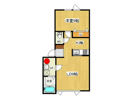 PARKSIDE MIWA(1LDK/2階)の間取り写真