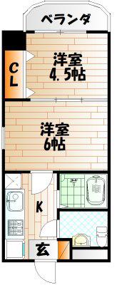 ロイヤルキャッスル(2K/6階)の間取り写真